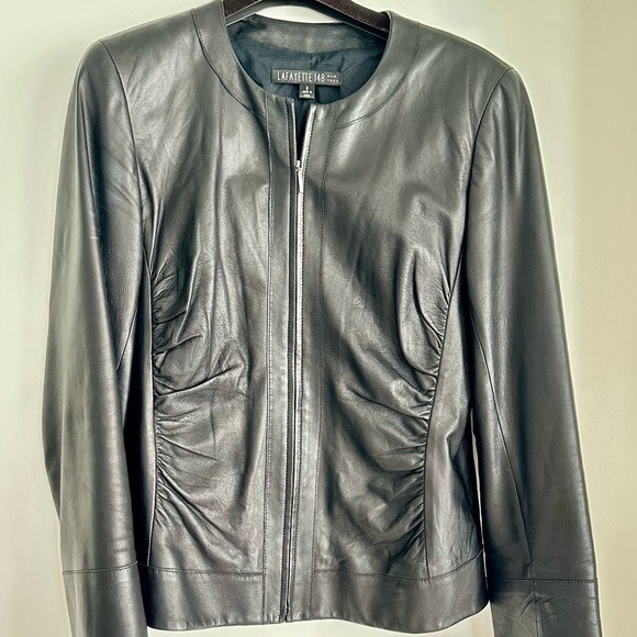 Lafayette 148 New York Jackets & Blazers - LAFAYETTE 148 New York BUTTERY SOFT BLACK LEATHER Full Zip JACKET 6
